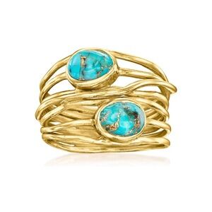 18k Precious Gemstone Turquoise Emerald Sapphire Wire Wrap Ring
